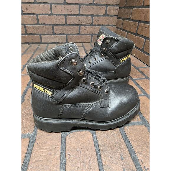 Brahma Women's Steel Toe Boots Size 7 Lace Up Work Safety Black - Picture 1 of 7